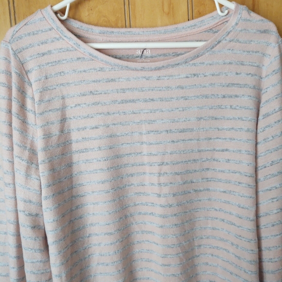 Ana a new approach women's long sleeve striped pink pale sweater size L - Picture 3 of 9